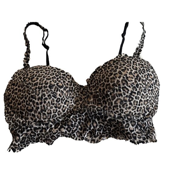 Victoria’s Secret Pink Leopard Print Bralette S/P Lace Adjustable Strap Pullover - Picture 1 of 7